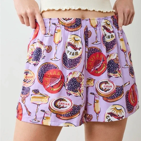 Printfresh Purple Caviar Print Women's High Waist Shorts - Picture 1 of 2